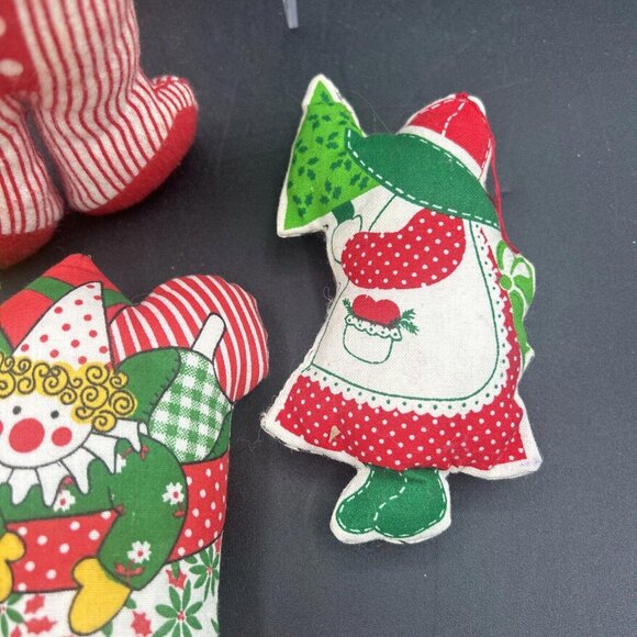 1970s / 80s Stuffed Sewn Christmas Decor, Ornaments, Bear, Stocking, Folk Art - Picture 4 of 10